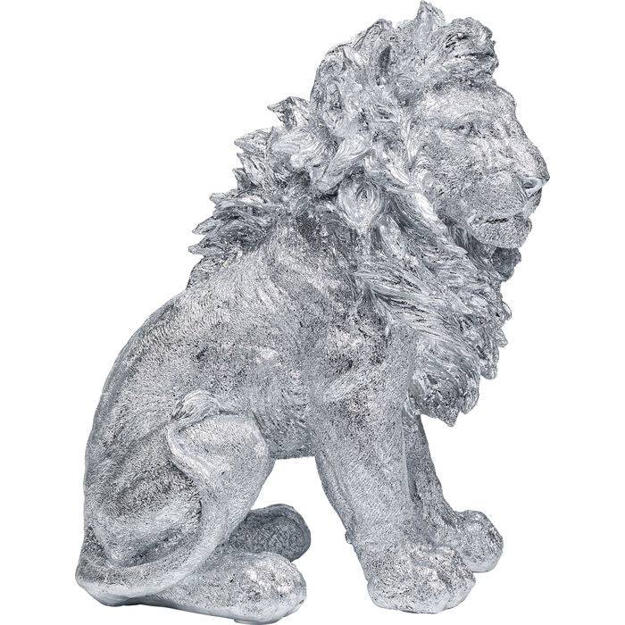 Deco Figurine Sitting Lion Silver 42cm - JULIA VENCE STORE