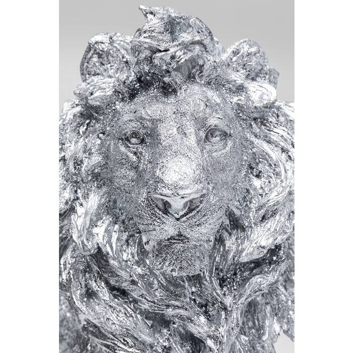 Deco Figurine Sitting Lion Silver 42cm - JULIA VENCE STORE