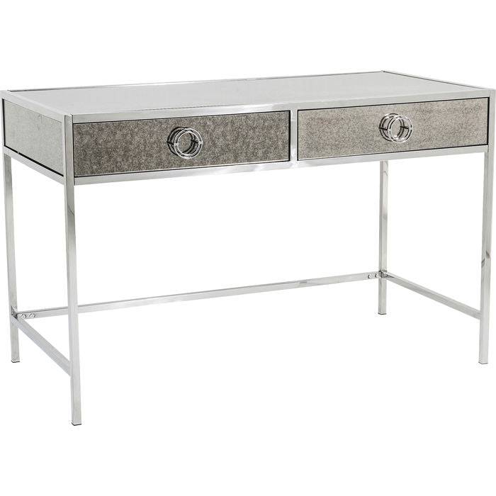 Stainless Steel Grey Glass Desk 