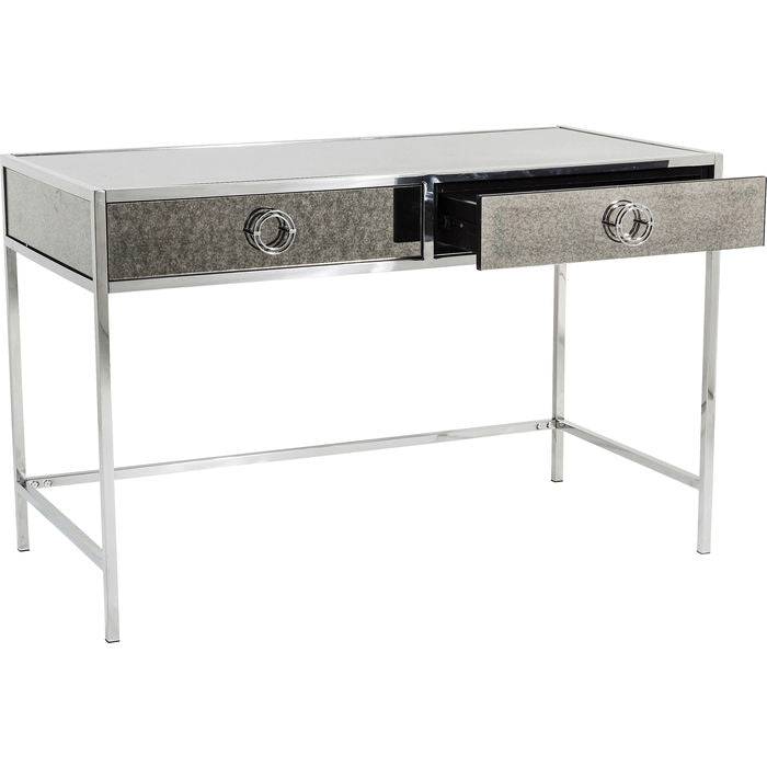 Stainless Steel Grey Glass Desk 