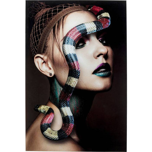 Glass Picture Snake Girl 80x120 - JULIA VENCE STORE