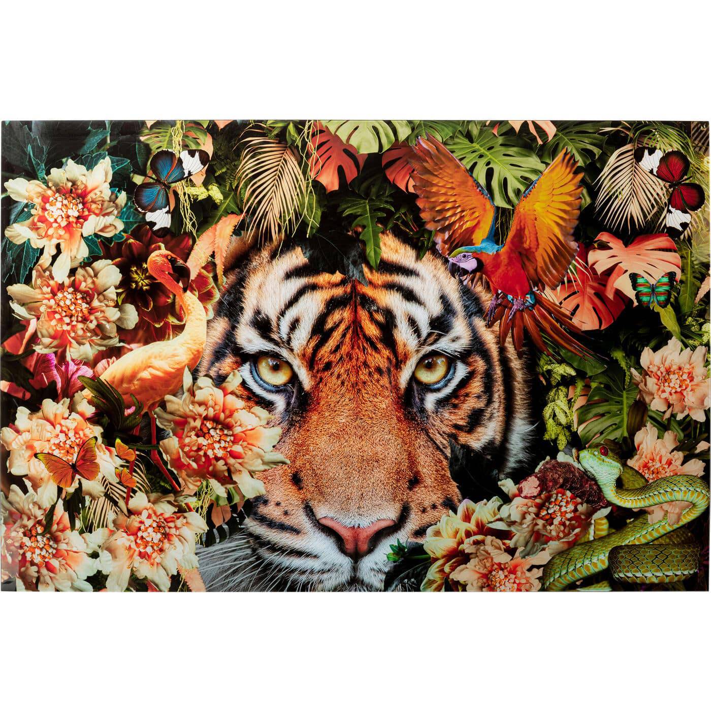 Glass Picture Tiger on Hunt 150x100cm