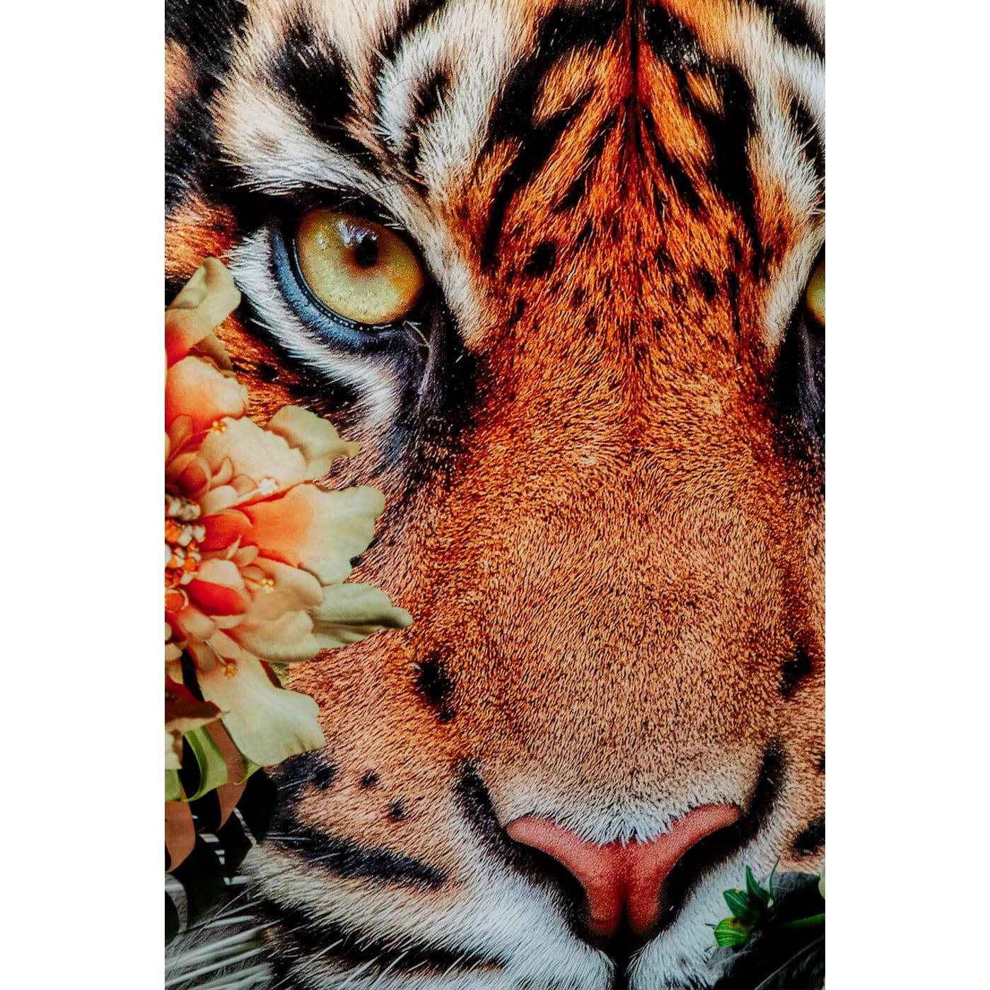 Glass Picture Tiger on Hunt 150x100cm