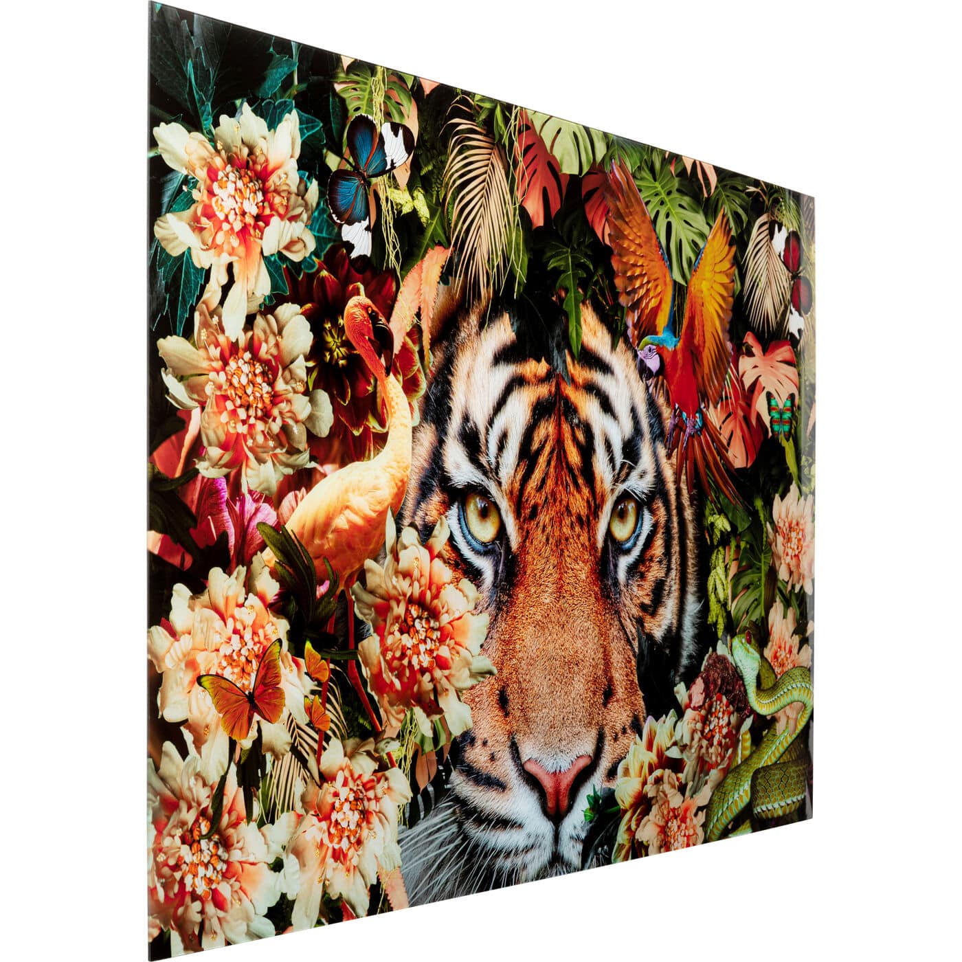 Glass Picture Tiger on Hunt 150x100cm