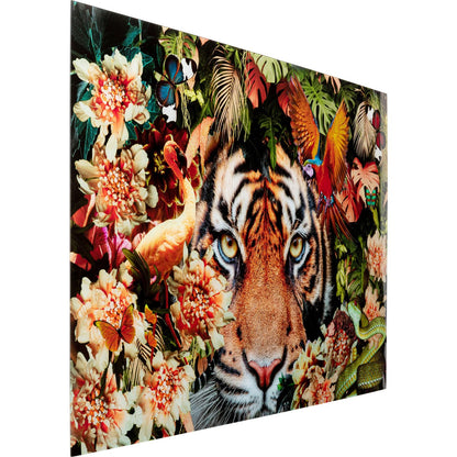 Glass Picture Tiger on Hunt 150x100cm