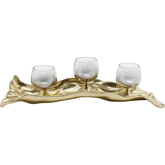 Tealight Holder 3 Jade Gold (4/part)