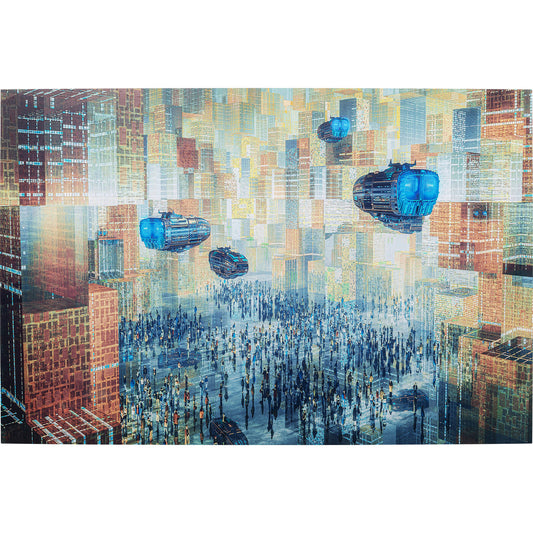 Glass Picture 3D Future City 150x100cm