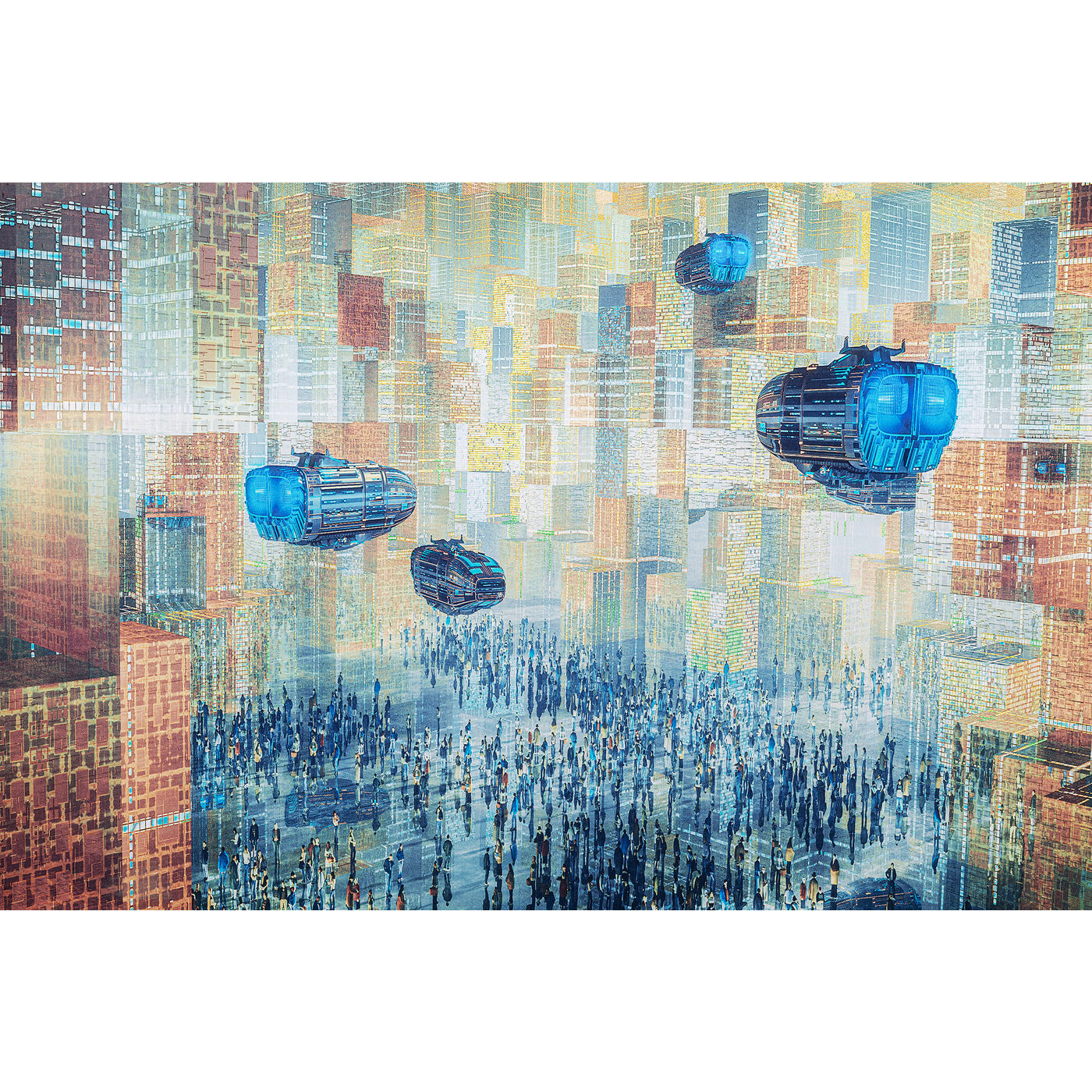 Glass Picture 3D Future City 150x100cm