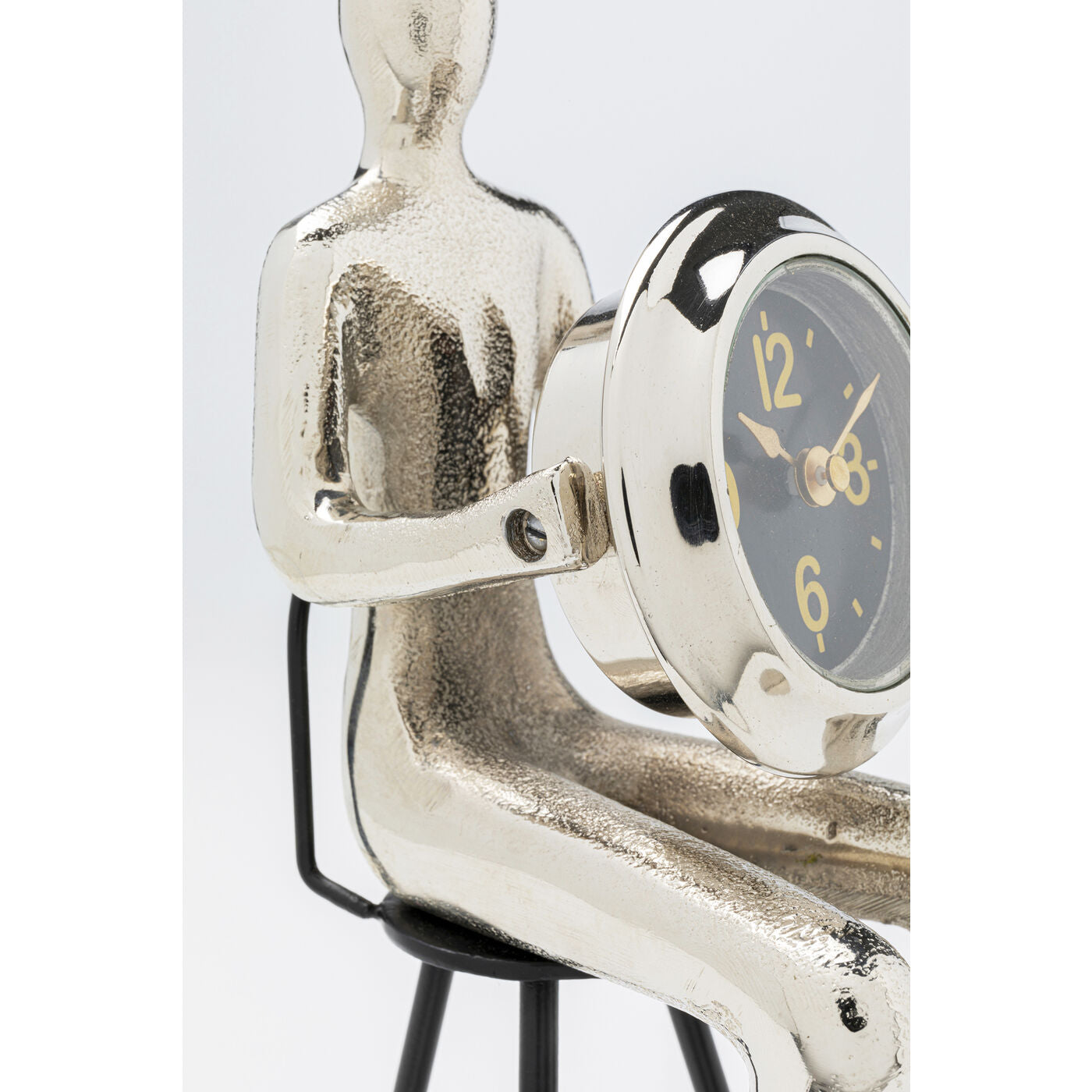 Table Clock Sitting Man Silver 12x31cm