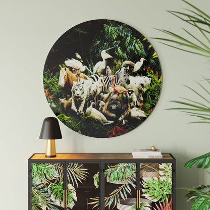 Glass Picture Jungle Animals Ø120cm