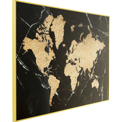 Framed Picture World Map 150x100cm