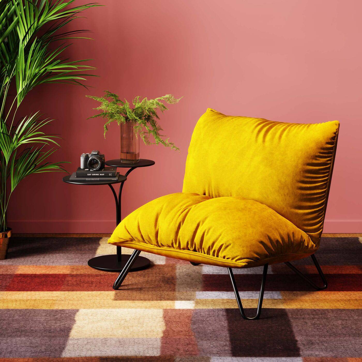 Yellow Velvet Armchair 