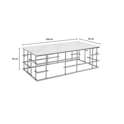 Coffee Table Rome Silver 130x70cm - JULIA VENCE STORE