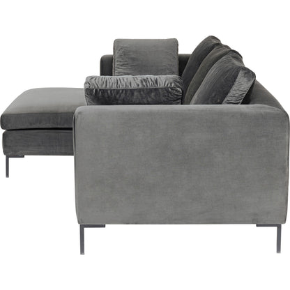 Corner Sofa Gianni Small Velvet Grey Left