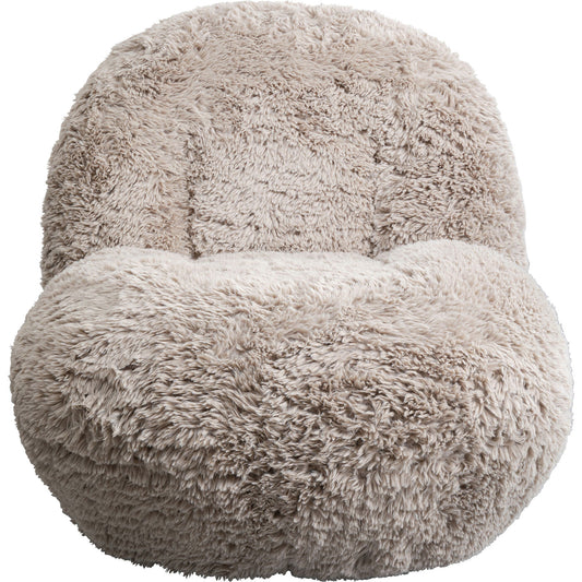 Swivel Armchair Fluffy Beige