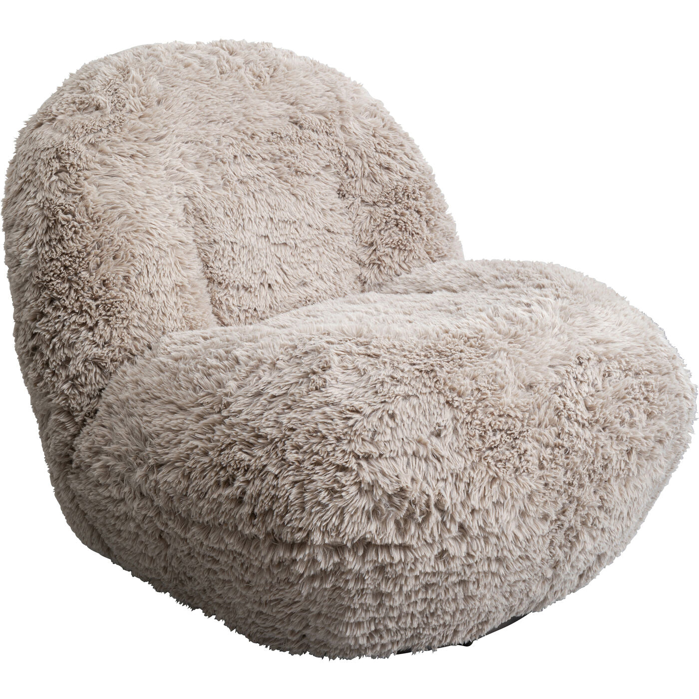 Swivel Armchair Fluffy Beige