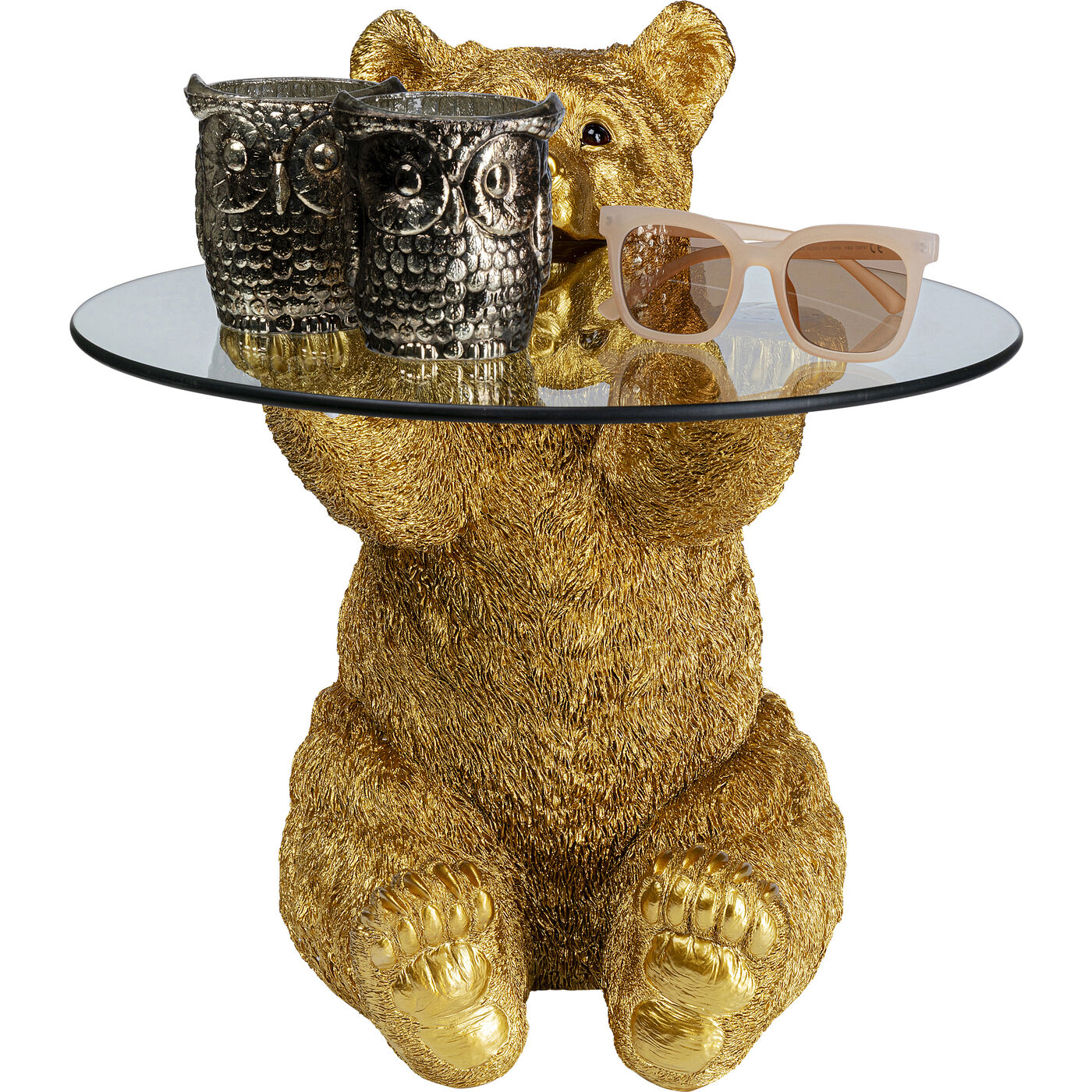 Side Table Animal Bear Gold √ò40cm