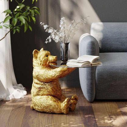 Side Table Animal Bear Gold √ò40cm