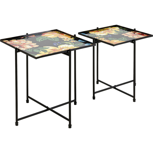 Side Table Flowers Garden Square (2/Set)