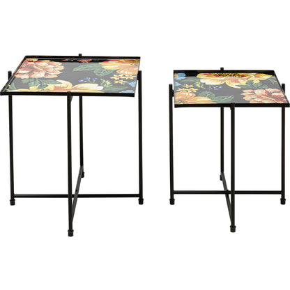 Side Table Flowers Garden Square (2/Set)