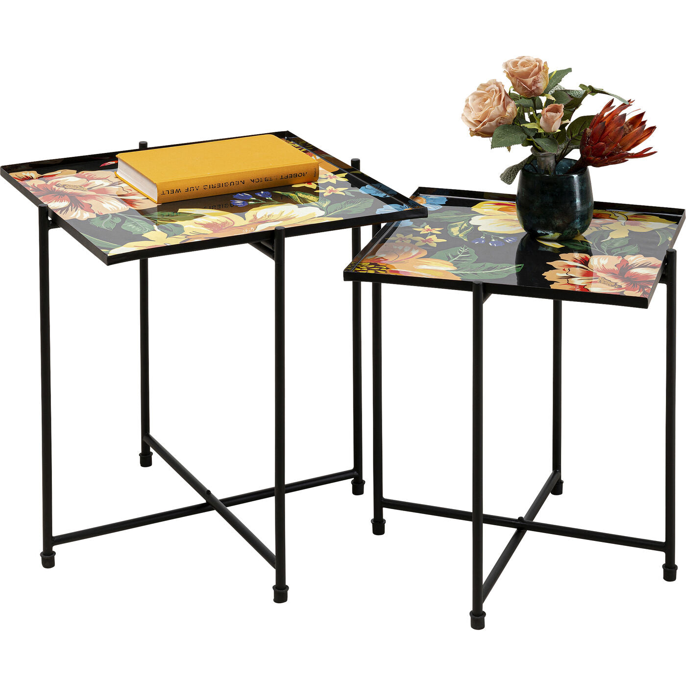 Side Table Flowers Garden Square (2/Set)