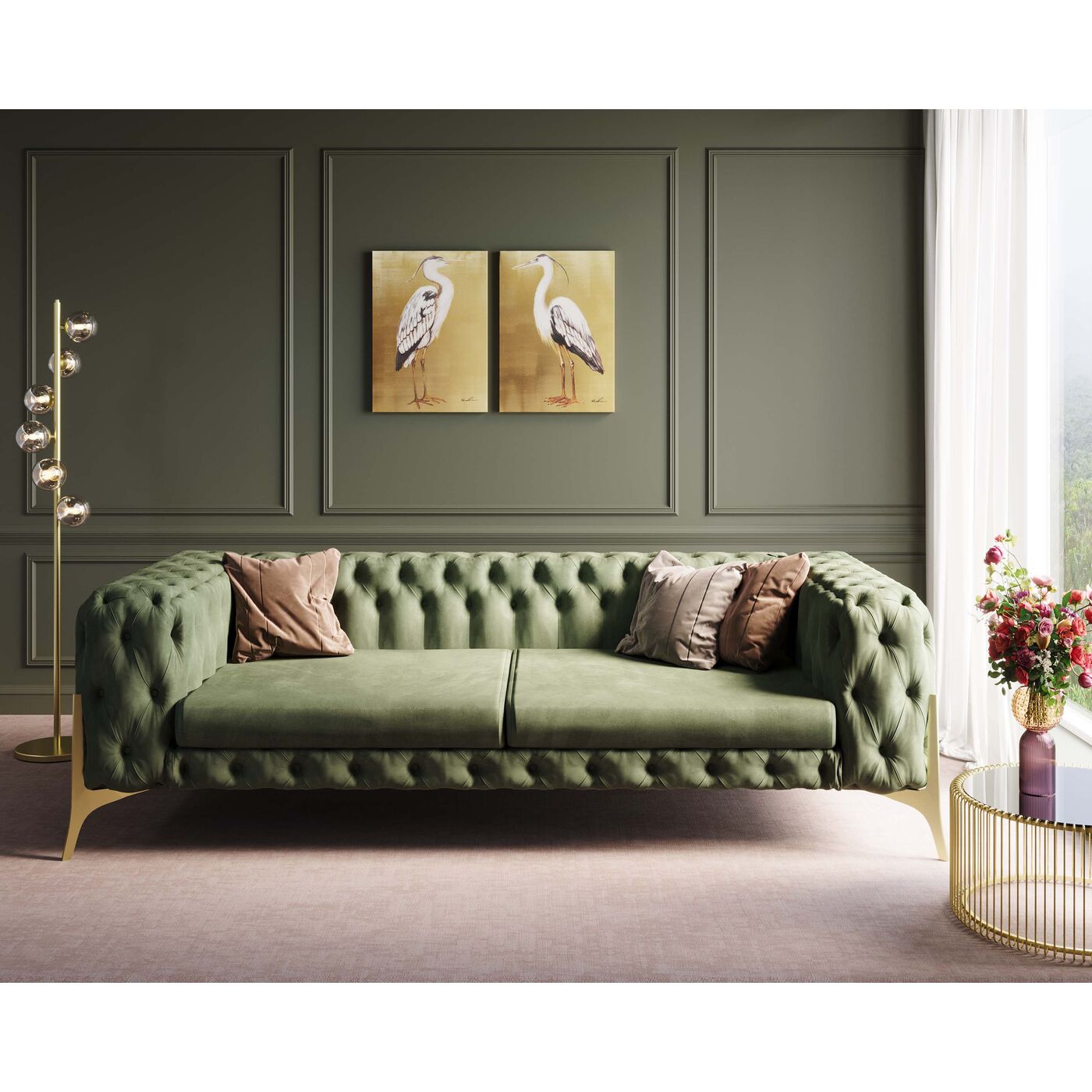 Green Velvet Sofa