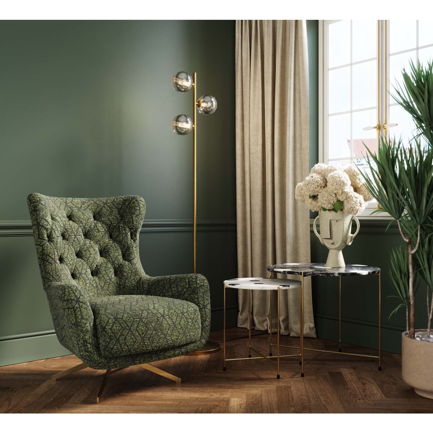 Swivel Armchair Bellini Green