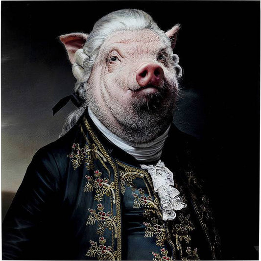 Picture Glass Gentleman Pig 120x120 - JULIA VENCE STORE