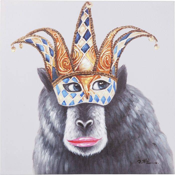 Picture Touched Carnival Monkey 70x70cm - JULIA VENCE STORE