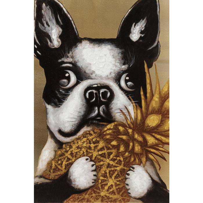 Picture Touched Dog with Pineapple 80x80cm - JULIA VENCE STORE