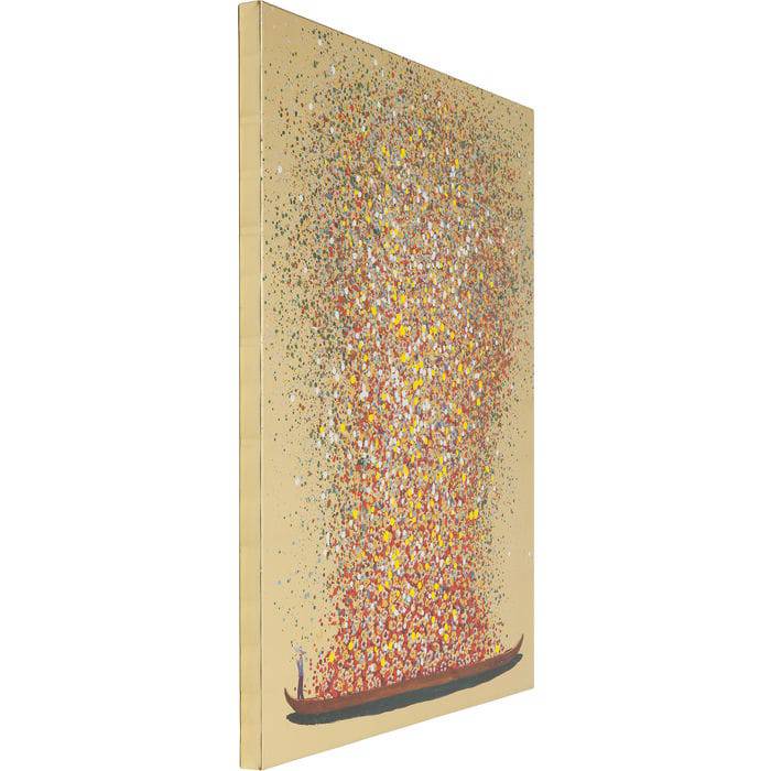 Picture Touched Flower Boat Gold Red 160x120cm - JULIA VENCE STORE