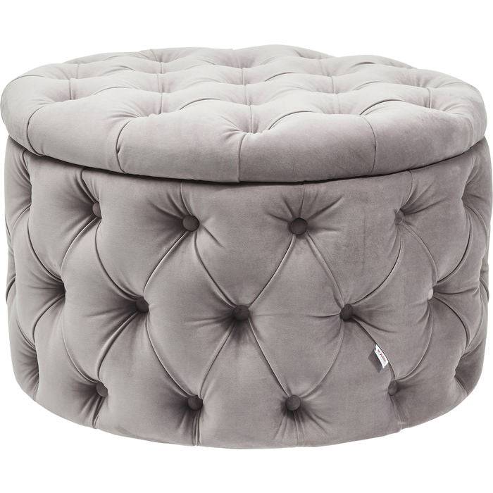 Seating Chest Desire Round Velvet Silver - JULIA VENCE STORE