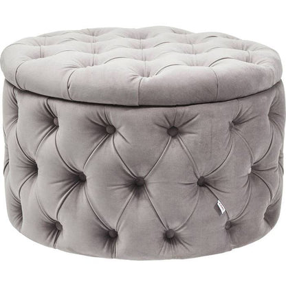 Seating Chest Desire Round Velvet Silver - JULIA VENCE STORE