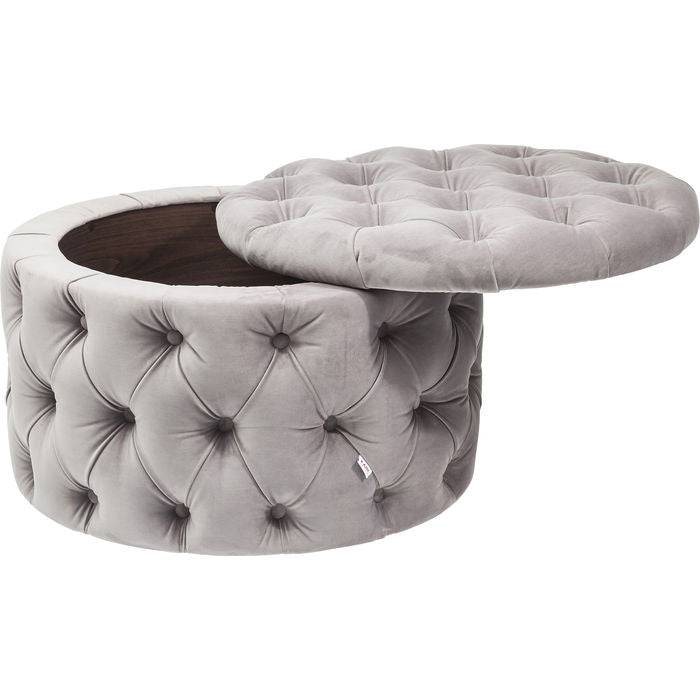 Seating Chest Desire Round Velvet Silver - JULIA VENCE STORE