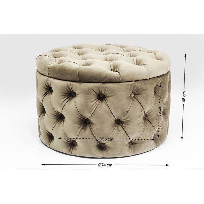 Seating Chest Desire Round Velvet Silver - JULIA VENCE STORE