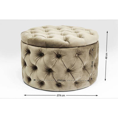 Seating Chest Desire Round Velvet Silver - JULIA VENCE STORE