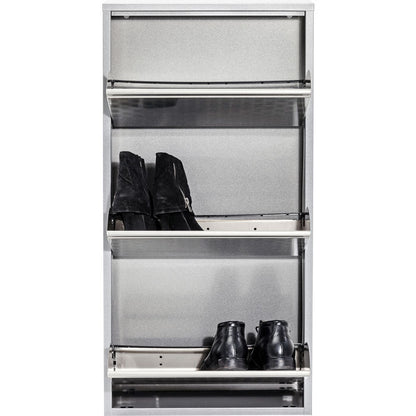 Shoe Container Silver Brushed Steel