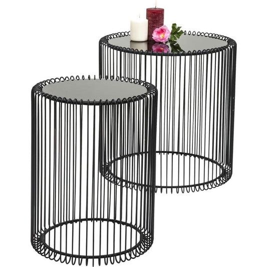 Side Table Wire Black (2/Set) Ø44cm - JULIA VENCE STORE