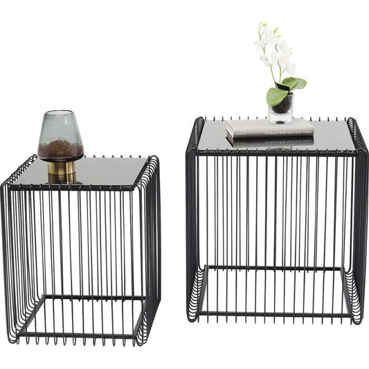 Side Table Wire Square Black (2/Set) 45x45cm - JULIA VENCE STORE