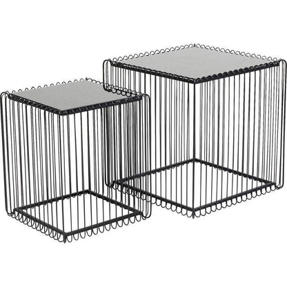 Side Table Wire Square Black (2/Set) 45x45cm - JULIA VENCE STORE