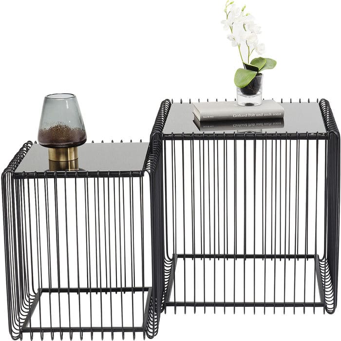 Side Table Wire Square Black (2/Set) 45x45cm - JULIA VENCE STORE