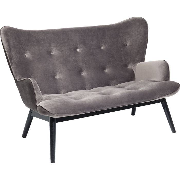 Sofa Black Vicky 2-Seater Velvet Grey - JULIA VENCE STORE