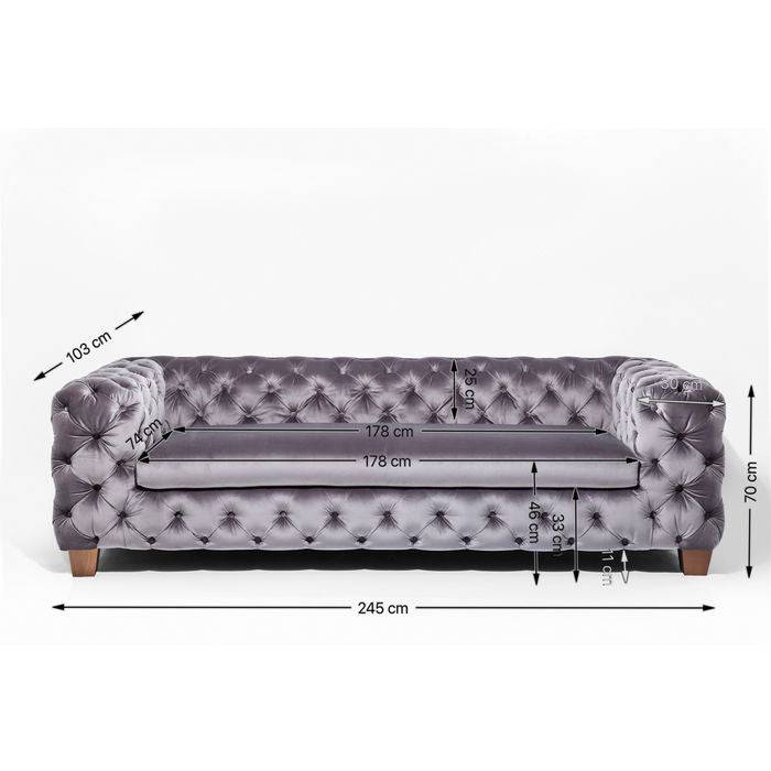 Sofa Desire 3-Seater Silver Grey - JULIA VENCE STORE