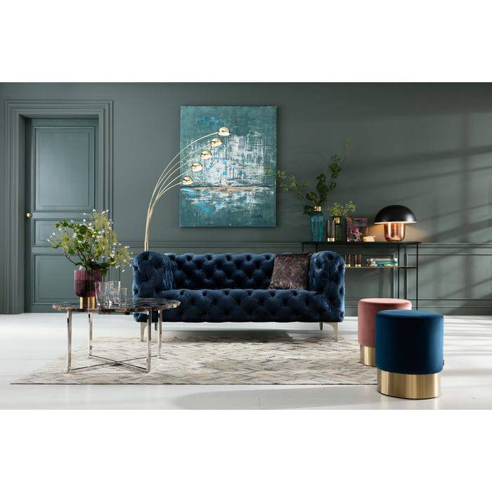 Sofa Look 2-Seater Velvet Blue - JULIA VENCE STORE