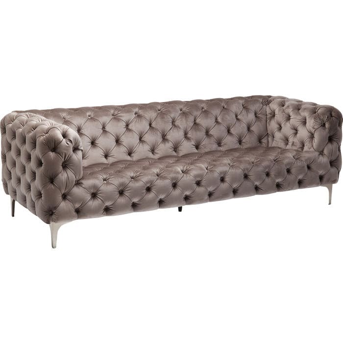 Sofa Look 3-Seater Velvet Grey - JULIA VENCE STORE