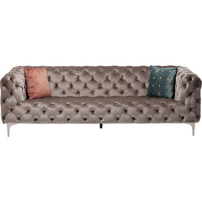 Sofa Look 3-Seater Velvet Grey - JULIA VENCE STORE