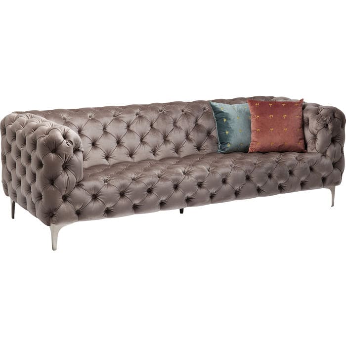 Sofa Look 3-Seater Velvet Grey - JULIA VENCE STORE