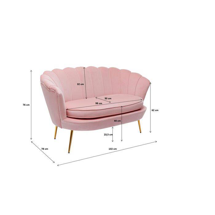 Sofa Water Lily 2-Seater Rose - JULIA VENCE STORE