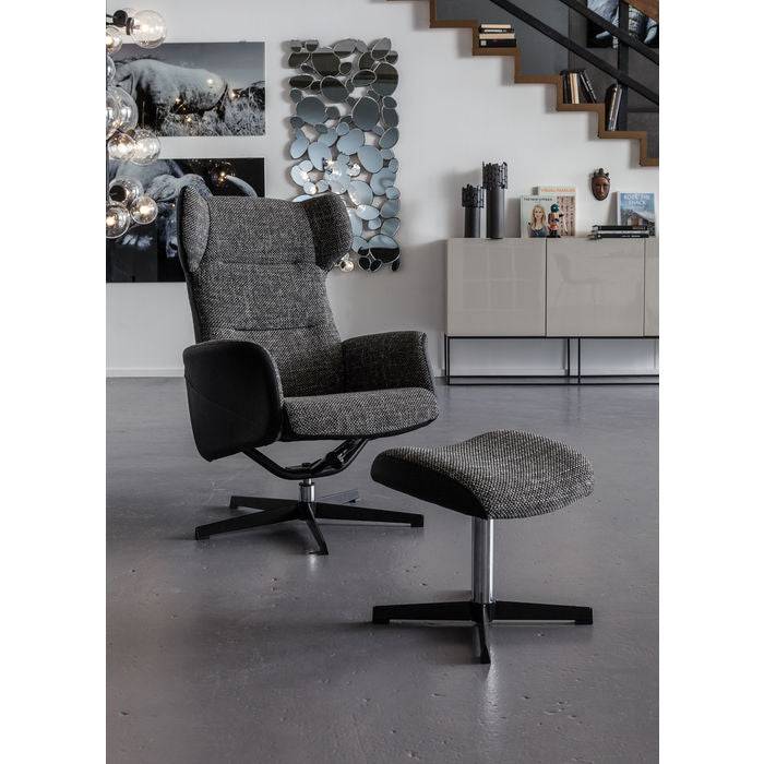 Swivel Armchair with Stool Ohio Salt and Pepper - JULIA VENCE STORE