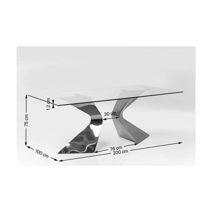 Table Gloria Chrome 200x100cm - JULIA VENCE STORE